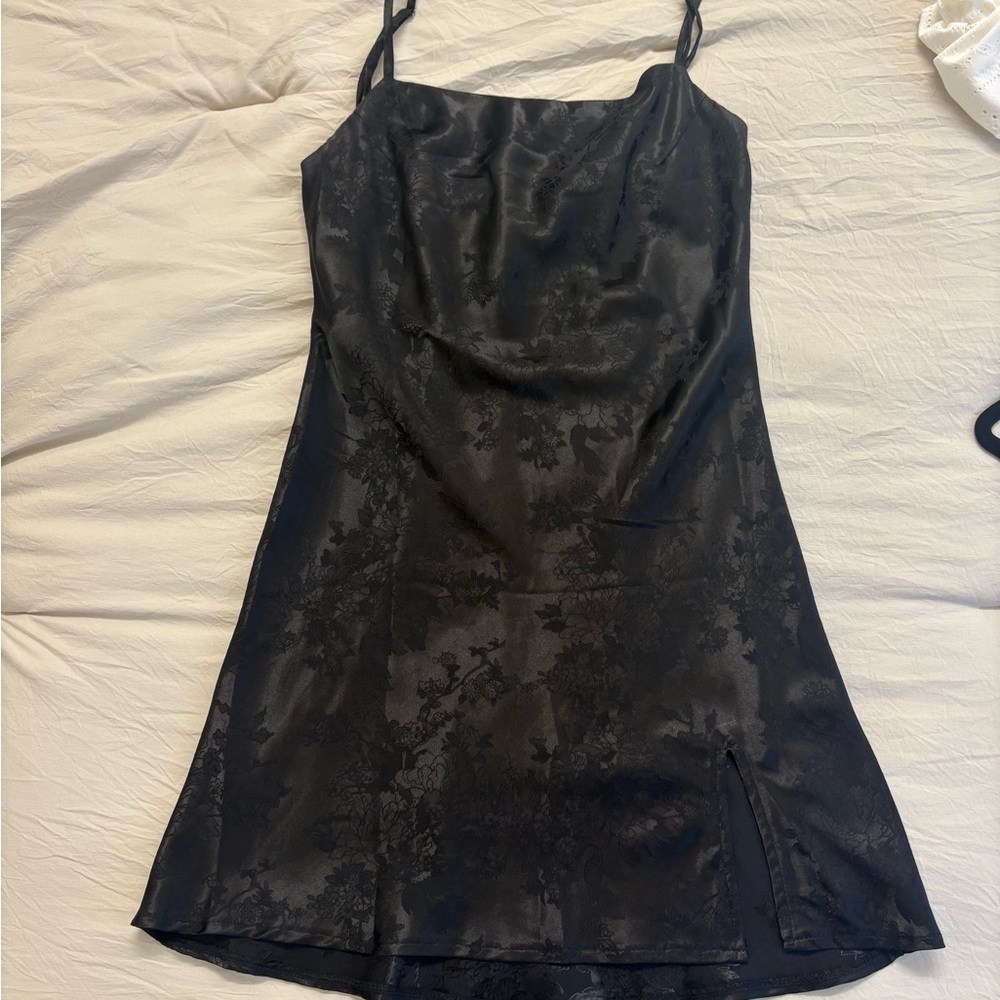 Princess Polly Satin Floral Jacquard Mini Slip Dress